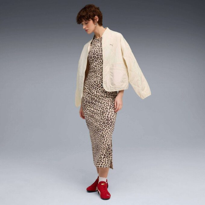 Vestido ajustado con estampado animal de leopardo de lujo para mujer Vestido ajustado con estampado animal de leopardo de lujo para mujer