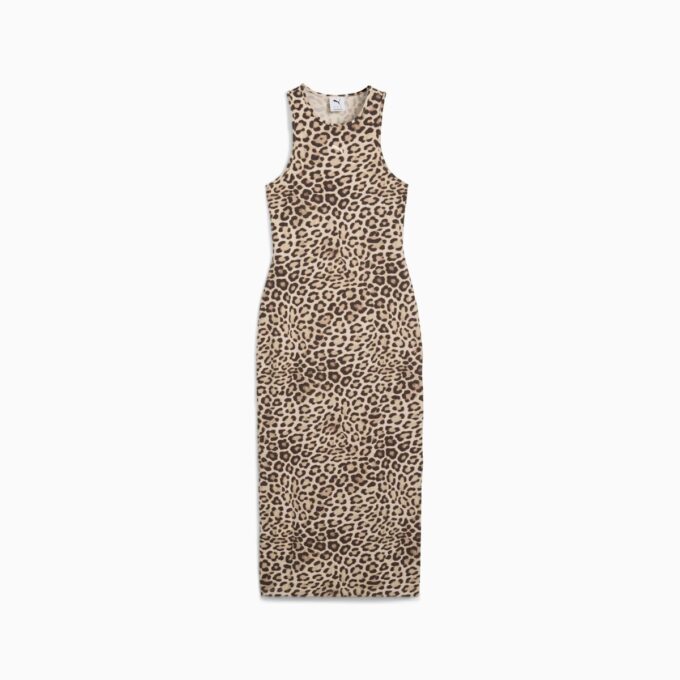 Vestido ajustado con estampado animal de leopardo de lujo para mujer Vestido ajustado con estampado animal de leopardo de lujo para mujer