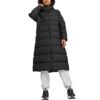 (WMNS) Abrigo largo de plumas con capucha “Negro”