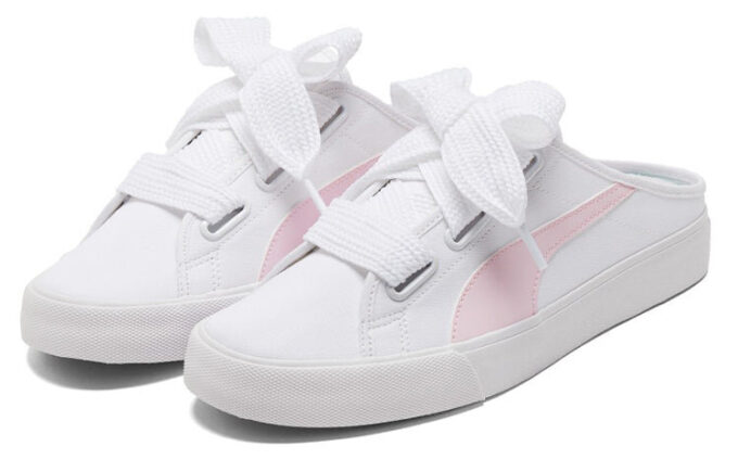 (WMNS) Bari Mule Ribbon Zapatos de skate casuales Blanco Rosa