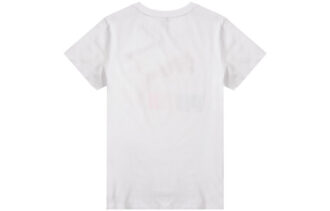 (WMNS) Camiseta clásica con logo de interés, informal, cuello redondo, manga corta, blanca