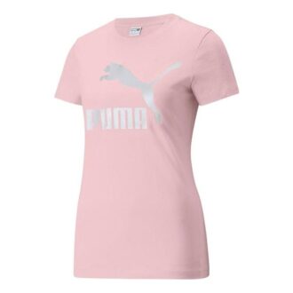 (WMNS) Camiseta clásica con logotipo grande, deportiva, de manga corta, rosa