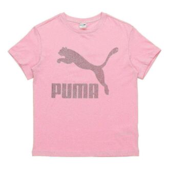 (WMNS) Camiseta de cuello redondo con estampado de logotipo en rosa