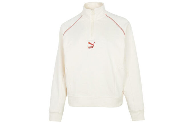 (WMNS) Camiseta de cuello redondo con media cremallera Das CC Graphic “Blanca”
