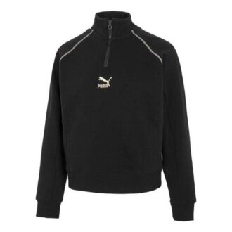 (WMNS) Camiseta de cuello redondo con media cremallera Das CC Graphic “Negro”