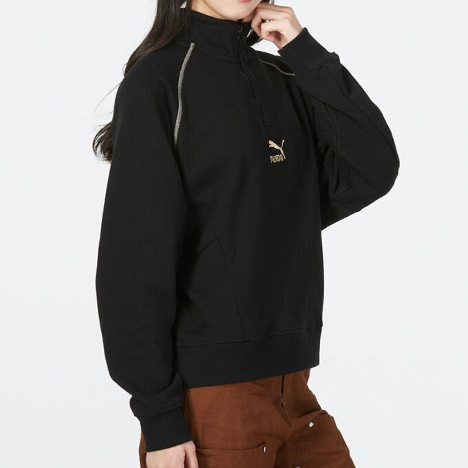 (WMNS) Camiseta de cuello redondo con media cremallera Das CC Graphic “Negro”