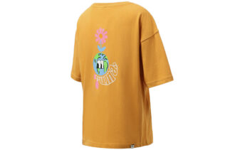 (WMNS) Camiseta deportiva informal con cuello redondo y manga corta, color amarillo