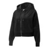 (WMNS) Chaqueta corta con capucha y cremallera bordada informal negra