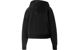 (WMNS) Chaqueta corta con capucha y cremallera bordada informal negra