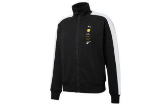 (WMNS) Chaqueta de cuello alto de punto con rayas distintivas, negra