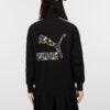 (WMNS) Chaqueta de cuello alto de punto con rayas distintivas, negra