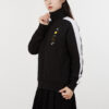 (WMNS) Chaqueta de cuello alto de punto con rayas distintivas, negra