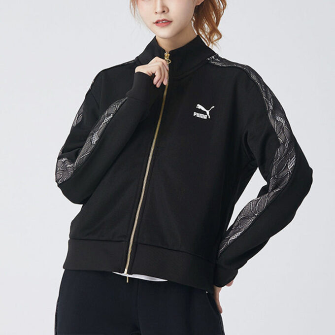 (WMNS) Chaqueta de punto con cuello alto y abrigo negro