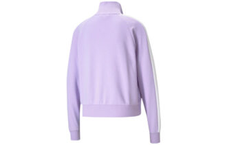 (WMNS) Chaqueta icónica T7 con cuello alto y logotipo bordado en morado