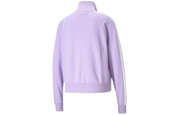 (WMNS) Chaqueta icónica T7 con cuello alto y logotipo bordado en morado