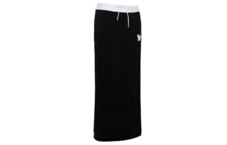 (WMNS) Falda larga de medio cuerpo con estampado de logotipo, color negro