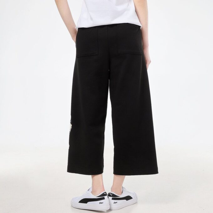(WMNS) Pantalones casuales de punto con estampado de logotipo en negro