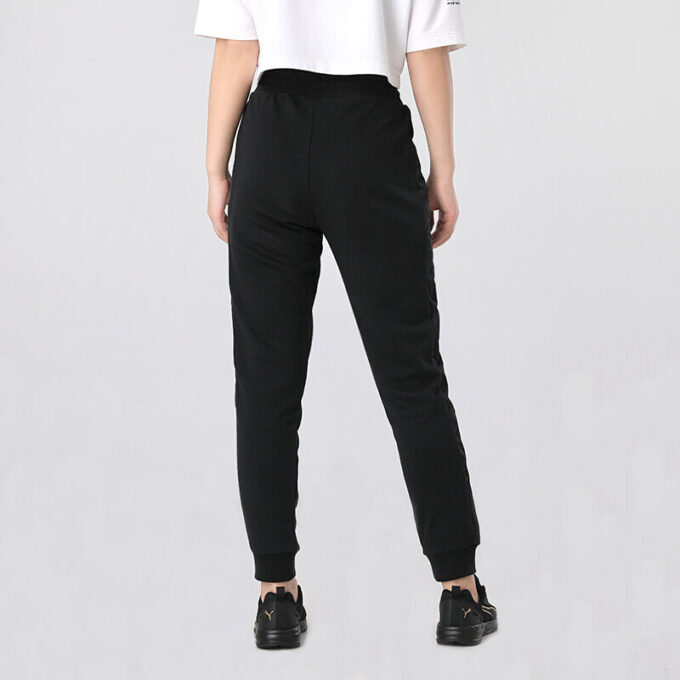 (WMNS) Pantalones deportivos casuales de punto con cordón estilo gato, color negro