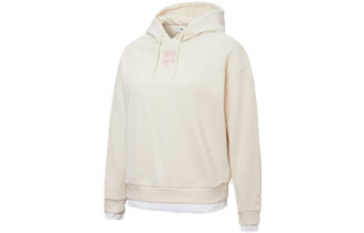 (WMNS) Sudadera con capucha blanca con estampado en capas y dos bolsillos falsos