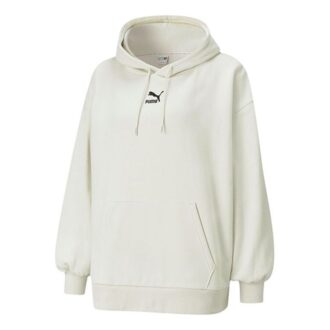 (WMNS) Sudadera con capucha clásica de forro polar con estampado de logotipo extragrande y abrigada en gris