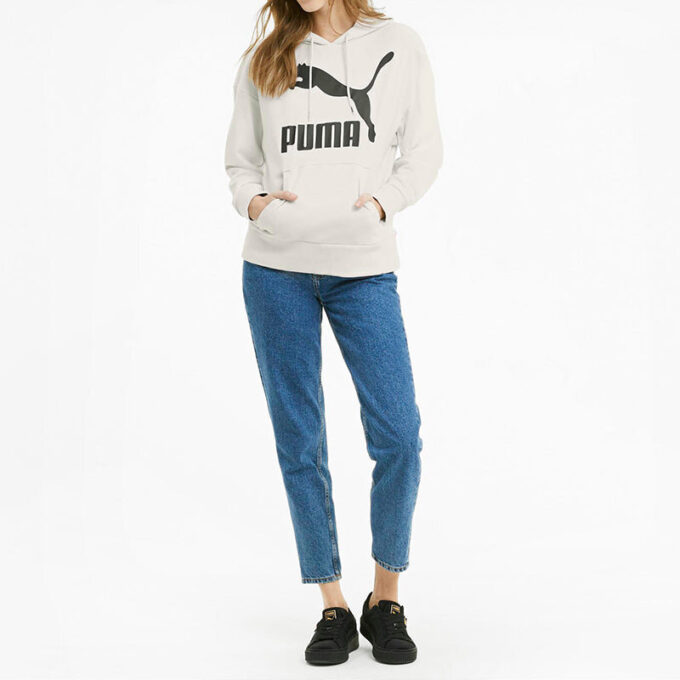 (WMNS) Sudadera con capucha con estampado de logotipo clásico gris