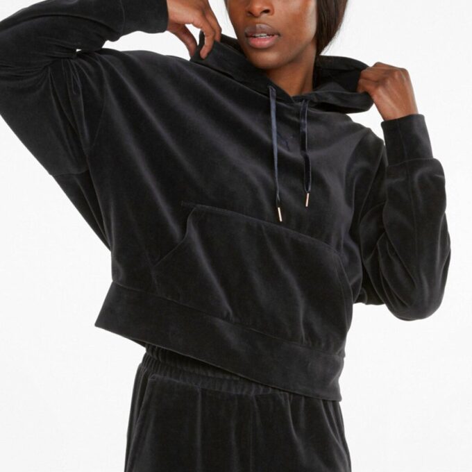 (WMNS) Sudadera con capucha de terciopelo “Negra”