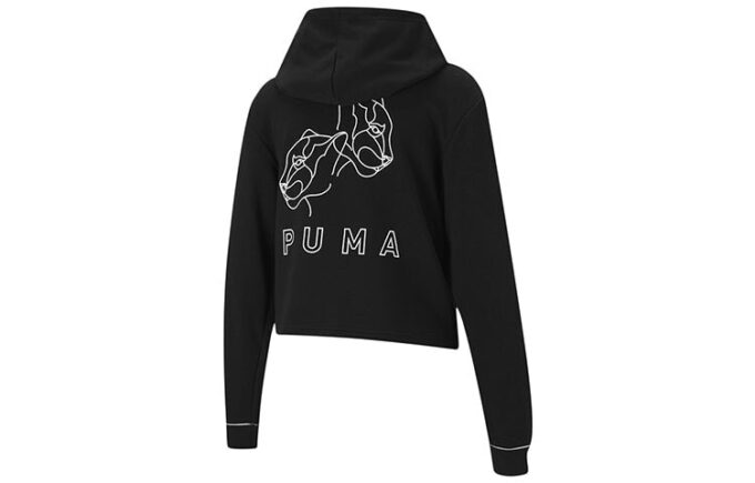 (WMNS) Sudadera con capucha estilo gato, jersey de punto corto, color negro
