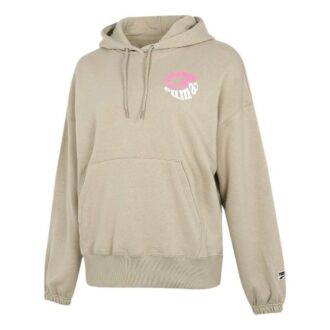(WMNS) Sudadera con capucha gráfica Downtown, transpirable, con estampado de letras, manga larga, color caqui