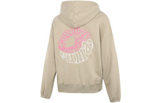 (WMNS) Sudadera con capucha gráfica Downtown, transpirable, con estampado de letras, manga larga, color caqui