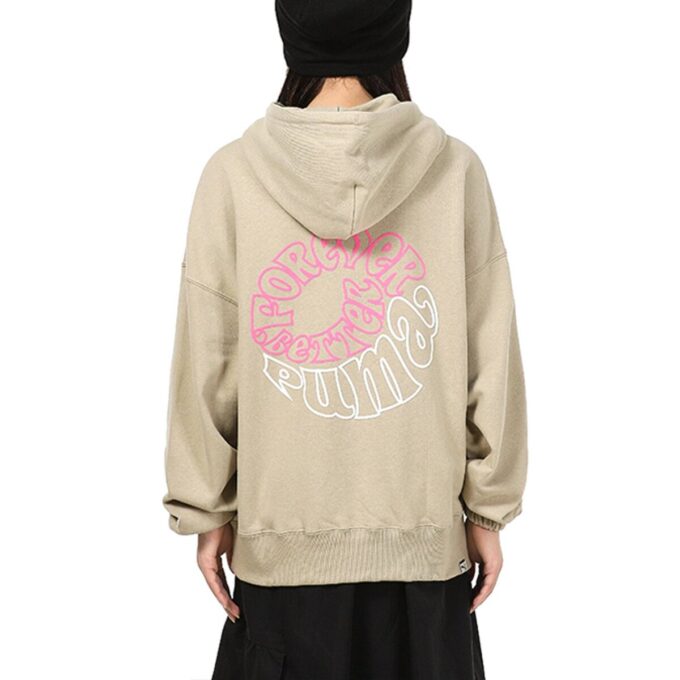 (WMNS) Sudadera con capucha gráfica Downtown, transpirable, con estampado de letras, manga larga, color caqui