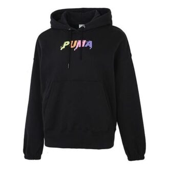 (WMNS) Sudadera con capucha negra con el logotipo impreso en el centro