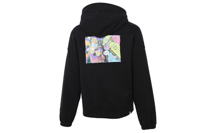 (WMNS) Sudadera con capucha negra con el logotipo impreso en el centro