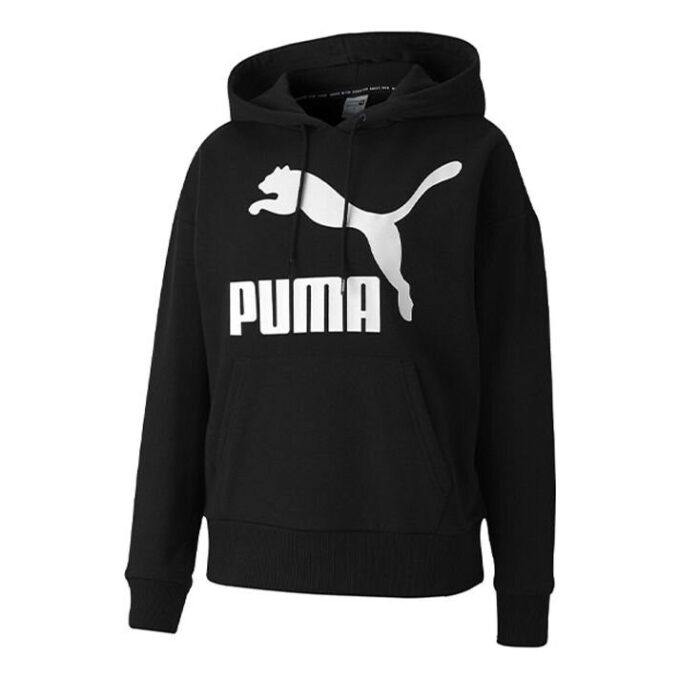 (WMNS) Sudadera con capucha negra con estampado de logotipo clásico