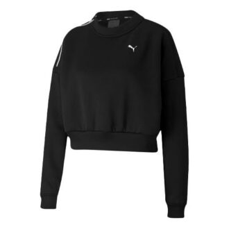 (WMNS) Sudadera corta de cuello redondo con estampado del logotipo del tren, color negro