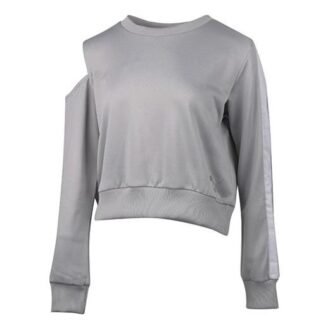 (WMNS) Sudadera de cuello redondo con estampado de logotipo gris