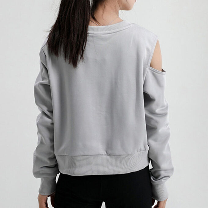 (WMNS) Sudadera de cuello redondo con estampado de logotipo gris