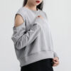 (WMNS) Sudadera de cuello redondo con estampado de logotipo gris