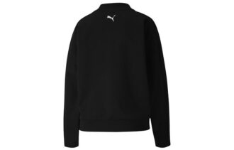 (WMNS) Sudadera de cuello redondo con estampado del logotipo de Evide, color negro