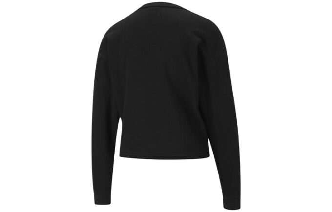(WMNS) Sudadera negra con cuello redondo y logotipo de estilo