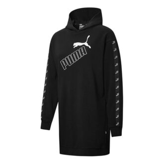 (WMNS) Vestido negro de manga larga con capucha amplificada