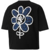 (WMNS) x MR DOODLE Camiseta holgada con grafiti cruzado y logo grande, manga corta, color negro