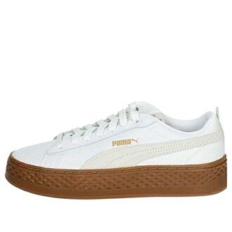 (WMNS) Zapatillas de plataforma de ante y piel en blanco