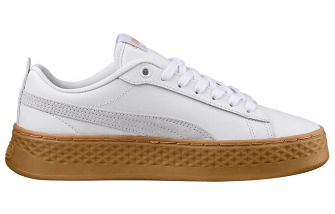 (WMNS) Zapatillas de plataforma de ante y piel en blanco