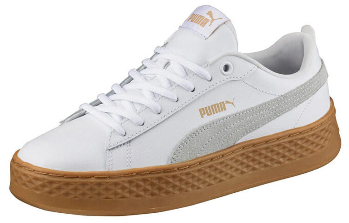 (WMNS) Zapatillas de plataforma de ante y piel en blanco