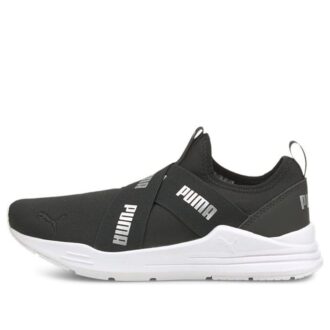 (WMNS) Zapatillas sin cordones con cable “Negro Plata”