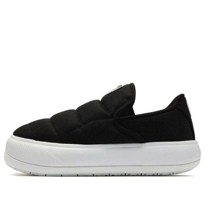 (WMNS) Zapatillas sin cordones Mayu de lona y ante en blanco y negro