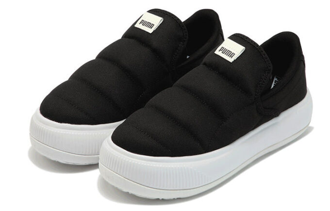(WMNS) Zapatillas sin cordones Mayu de lona y ante en blanco y negro