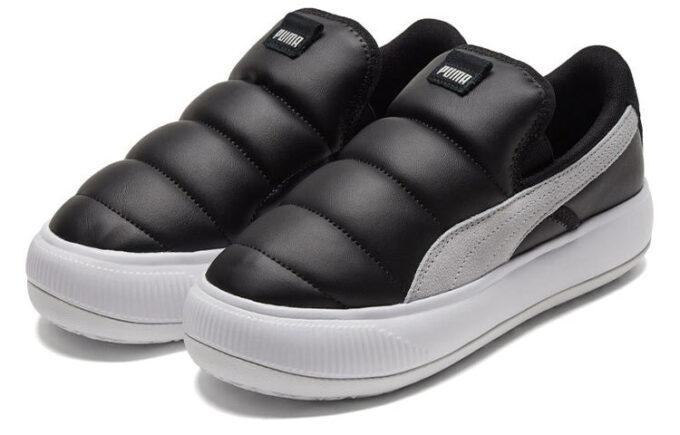 (WMNS) Zapatos sin cordones Mayu de gamuza negro/blanco