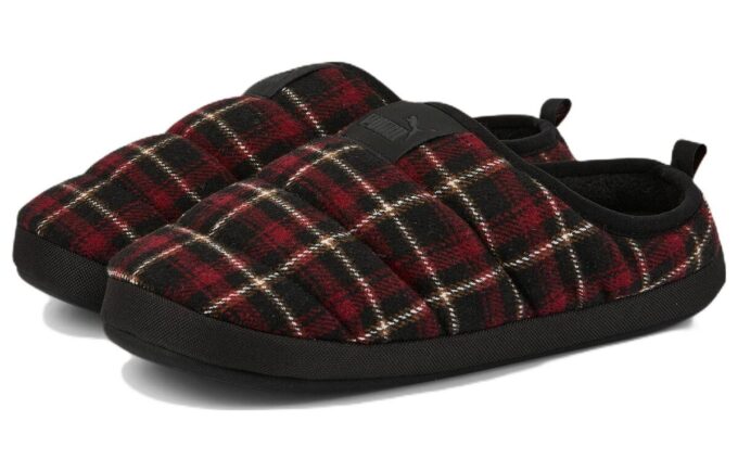 Zapatillas de franela sin cordones Scuff “Negro Rojo”