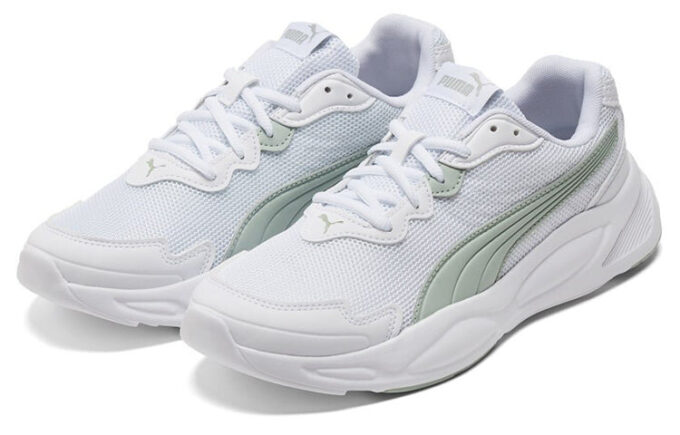 Zapatillas de running Nu Wave de los 90 en blanco, gris y verde